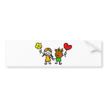 happy lover children with heart shape balloon bumper sticker