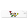 happy lover children with heart shape balloon bumper sticker