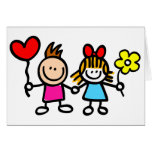 happy lover children with heart shape balloon card