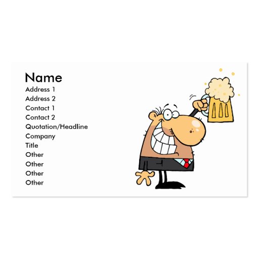 happy man cartoon celebrating with beer business card templates (front side)