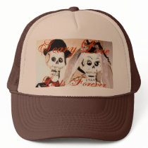 Happy Married Skeleton Couple Baseball Hat Custom by MistaSCARY Happy Married Skeleton Couple Baseball Hat Custom