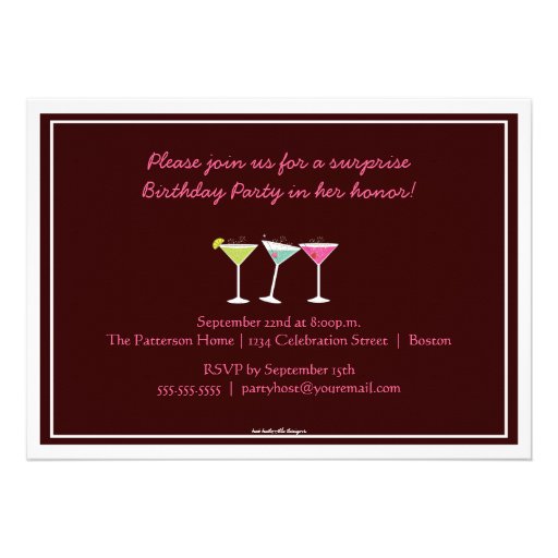 Happy Martinis Milestone Birthday Party Invitation