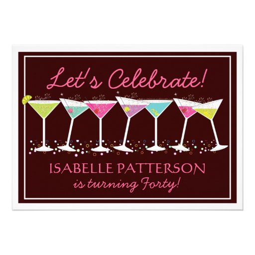 Happy Martinis Milestone Birthday Party Invitation