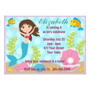 Happy Mermaid Pool Party Custom Invitations