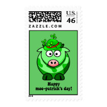 happy moo patricks day stamp