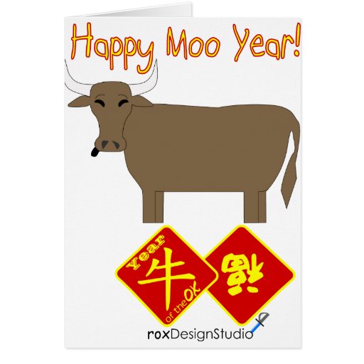Happy Moo Year Greeting Cards