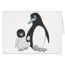 Happy Mother and Child Penguin Walking cards