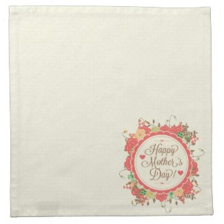 Happy Mother Day Text & Colorful Floral Design Napkins
