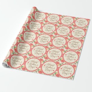 Happy Mother Day Text & Colorful Floral Design Wrapping Paper