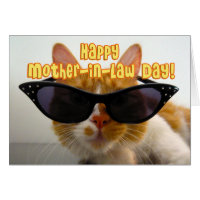 Happy Mother-in-Law Day - Cool Cat with Sunglasses Greeting Card