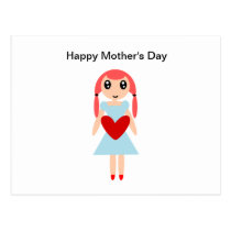 Happy Mother’s day Girl with Heart postcards