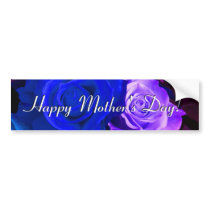 Happy Mother's Day Blue Purple Roses Bumper Sticker