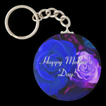 Happy Mother's Day Blue Purple Roses keychains