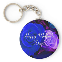 Happy Mother's Day Blue Purple Roses Keychains