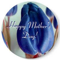 Happy Mother's Day Blue Tulips Pinback Button