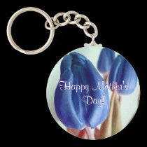 Happy Mother's Day Blue Tulips keychains