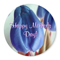 Happy Mother's Day Blue Tulips Fridge Magnets