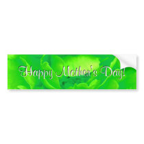Happy Mother's Day Bright Green Rose Bumper Sticker