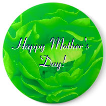 Happy Mother's Day Bright Green Rose Pinback Buttons