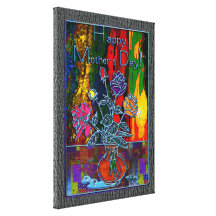 Happy Mothers Day Floral Abstract Canvas Print