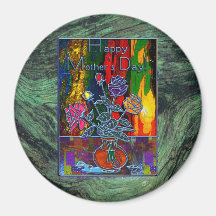 Happy Mothers Day Floral Abstract Refrigerator Magnet