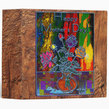 Happy Mothers Day Floral Abstract Vinyl Binders