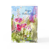 mothers day, holidays, mother, family, pink, flowers, greeting cards, watercolors, original art, botanical, summer, floral, ginette, fine art, Card with custom graphic design