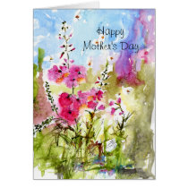 mothers day, holidays, mother, family, pink, flowers, greeting cards, watercolors, original art, botanical, summer, floral, ginette, fine art, Card with custom graphic design