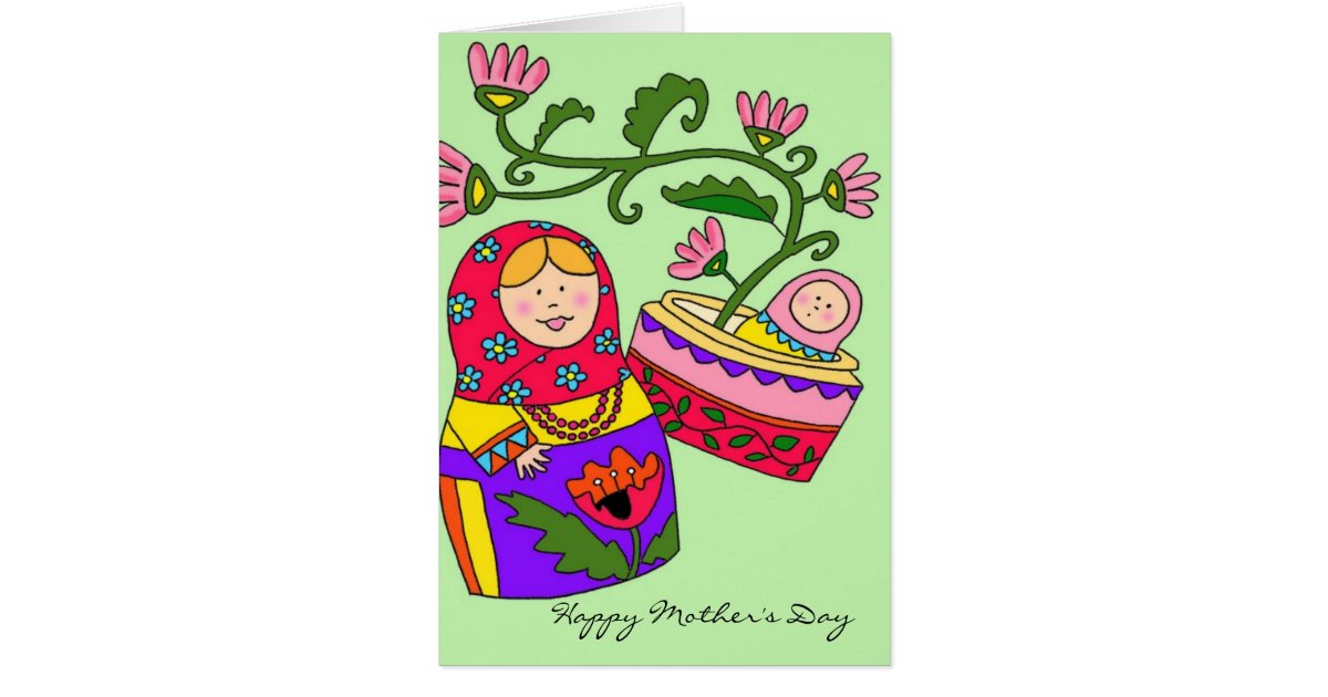 Happy Mother's Day Matryoshka Ukrainian Folk Art Card Zazzle