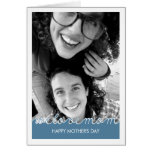Happy Mothers Day Photo Love Mom Navy Blue White Cards