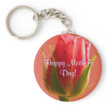 Happy Mother's Day Pink Rose I Key Chain