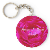 Happy Mother's Day Pink Rose Keychain