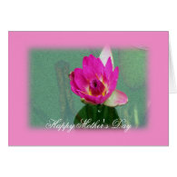 Happy Mother's Day,pink waterlily in pink frame. Greeting Card