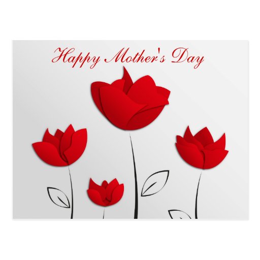 Happy Mother's Day Red Flowers Postcard | Zazzle
