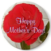 Happy Mother's Day Red Rose I Buttons