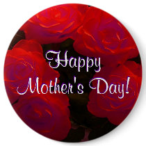Happy Mother's Day Red Roses Pinback Button