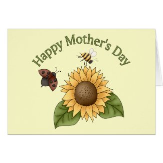happy Mothers Day Sunflower, Butterfly, Bee Greeting Cards