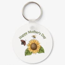 happy Mothers Day Sunflower, Butterfly, Bee keychains