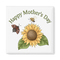 happy Mothers Day Sunflower, Butterfly, Bee magnets