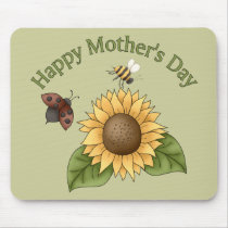 happy Mothers Day Sunflower, Butterfly, Bee mousepads