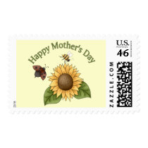 happy Mothers Day Sunflower, Butterfly, Bee Stamps