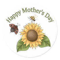happy Mothers Day Sunflower, Butterfly, Bee stickers