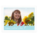 Happy Mothers Day Thank You, Mom Blue White Photo Postcard