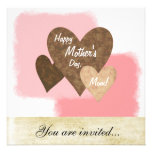 Happy Mother's Day Three Hearts Brown Custom Announcement