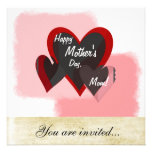 Happy Mother's Day Three Hearts Crazy Custom Invites