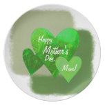 Happy Mother's Day Three Hearts Green Plate