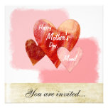 Happy Mother's Day Three Hearts Textured Announcement