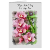 Happy Mother's Day to my Step Mother pink orchids cards