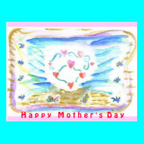 Happy Mother's Day triple heart postcards