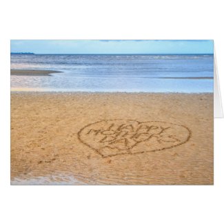 Happy Mother's Day with Love Heart in the Sand